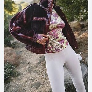 FP Movement by Free People Burgundy Luxe Livin’ Bomber Jacket